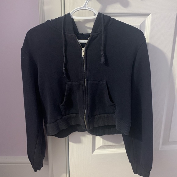 brandy melville cropped zip up navy blue - Picture 2 of 2